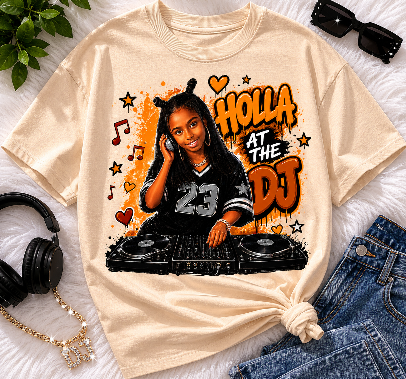 Ximena P “Holla at the DJ” Cartoon T-Shirt